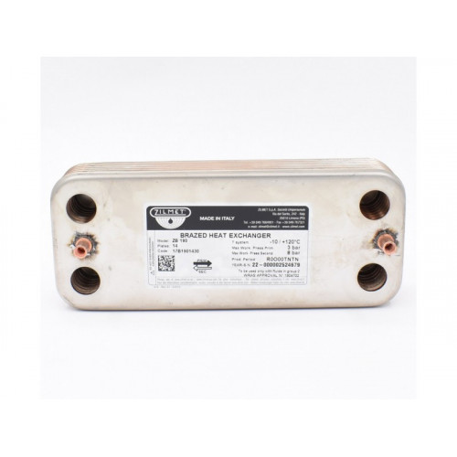 Теплообменник пластинчатый ГВС Zilmet 17B1901430 на 14 пластин для котлов BAXI Eco Classic, Eco Nova (63041310441P.AZ) 6304131044.AZ