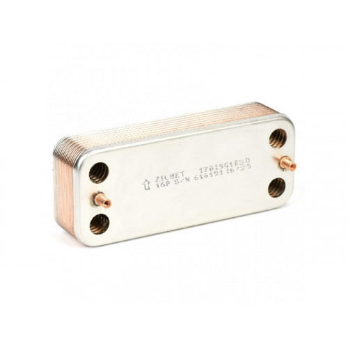 Теплообменник пластинчатый ГВС Zilmet на 16 пластин для котлов BAXI Eco Classic, Eco Nova (17B1901630)