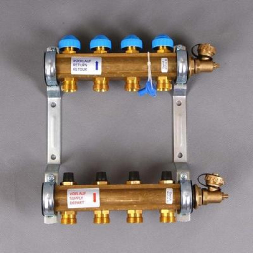 Коллектор для теплых полов Watts HKV-4 из латуни 1"