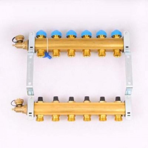 Коллектор для теплых полов Watts HKV-6 из латуни 1"