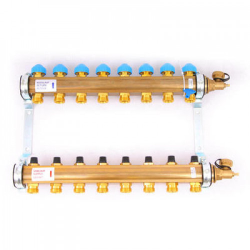 Коллектор для теплых полов Watts HKV-9 из латуни 1"