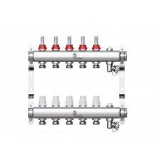 Коллектор нерж. Wester 1"-3/4 в сборе с расходомерами на 5 выходов